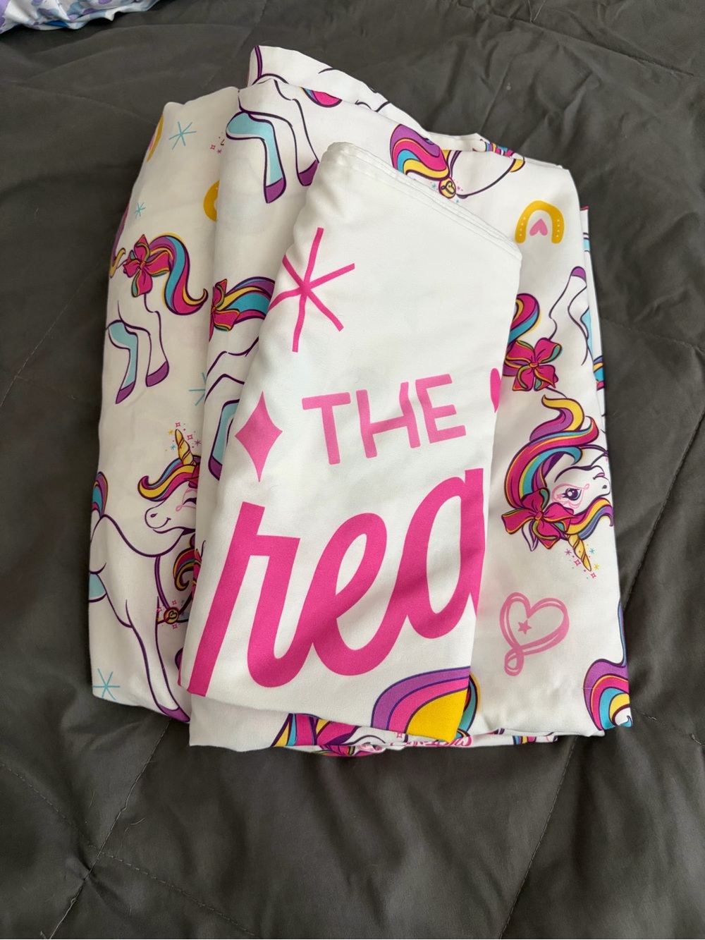 JoJo Siwa White Sheet Set with Pink and Rainbow Unicorns